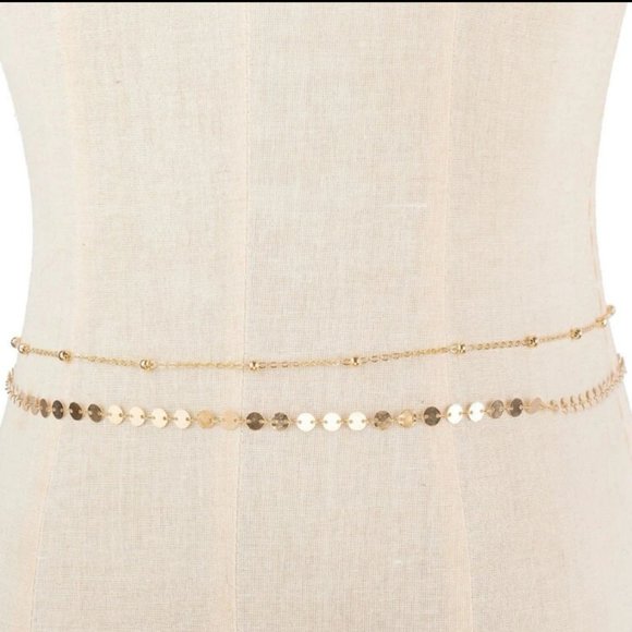 NWT Women's 2 Piece Disc Decor Waist Chains - Picture 3 of 3